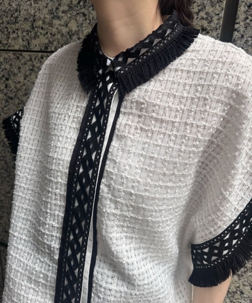 ADORE(アドーア)の「レーシーメッシュブラウス(シャツ/ブラウス・レディース・ブラック/ホワイト・38)」の9枚目の写真