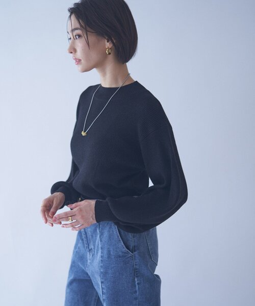 Remind me and forever(リマインドミーアンドフォーエバー)の「プチハイネックラメリブプルオーバー(ニット/セーター・レディース・モカ/ピンク/アイボリー/ブラック・FREE)」の1枚目の写真