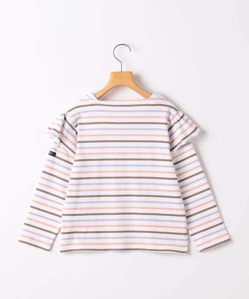 SHIPS（シップス）の「SHIPS KIDS:80～90cm/ボーダー フリル ロングスリーブ Tシャツ（Tシャツ/カットソー・キッズ・オフホワイト/ピンク・80/90）」の3枚目の写真