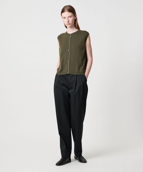 Steven Alan（スティーブンアラン）の「＜Steven Alan＞コットン カシミヤ ラッフル ニットベスト（ベスト・レディース・オリーブ/ネイビー・FREE）」の4枚目の写真