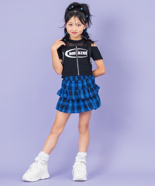 ANAP kids（アナップキッズ）の「ベルトデザイン肩あきジップトップス【ジュニアお揃い】（Tシャツ/カットソー・キッズ・ブラック/ライトグレー・130cm/120cm）」の6枚目の写真