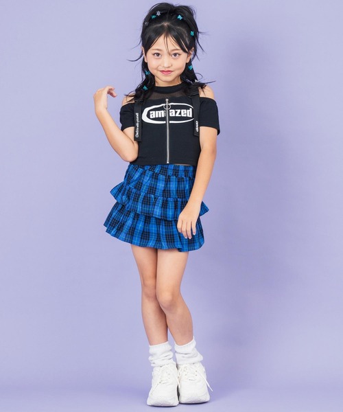 ANAP kids（アナップキッズ）の「ベルトデザイン肩あきジップトップス【ジュニアお揃い】（Tシャツ/カットソー・キッズ・ブラック/ライトグレー・130cm/120cm）」の7枚目の写真