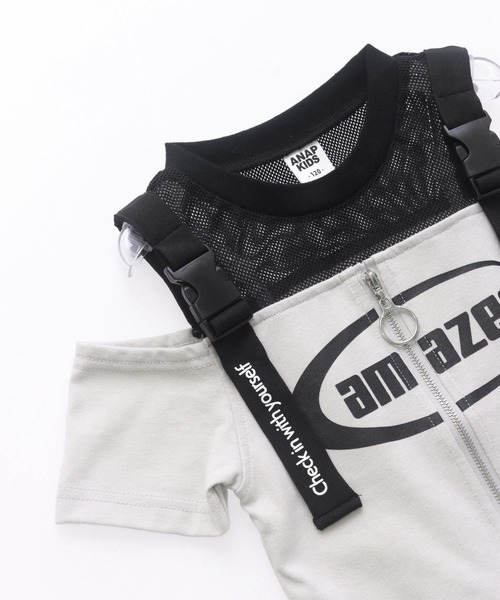 ANAP kids（アナップキッズ）の「ベルトデザイン肩あきジップトップス【ジュニアお揃い】（Tシャツ/カットソー・キッズ・ブラック/ライトグレー・130cm/120cm）」の19枚目の写真