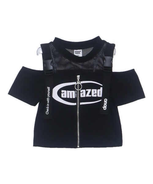 ANAP kids（アナップキッズ）の「ベルトデザイン肩あきジップトップス【ジュニアお揃い】（Tシャツ/カットソー・キッズ・ブラック/ライトグレー・130cm/120cm）」の13枚目の写真