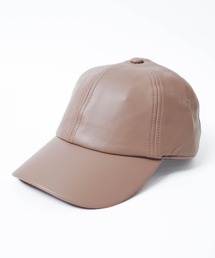 RIVER UP（リバーアップ）の「【RIVER UP/リバーアップ】PU LEATHER BASEBALL CAP フェイクレザー ベースボール キャップ（キャップ）」