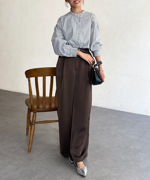 Chez toi（シェトワ）の「襟フリルシャツ（シャツ/ブラウス・レディース・ホワイト/サックスブルー・FREE）」の6枚目の写真