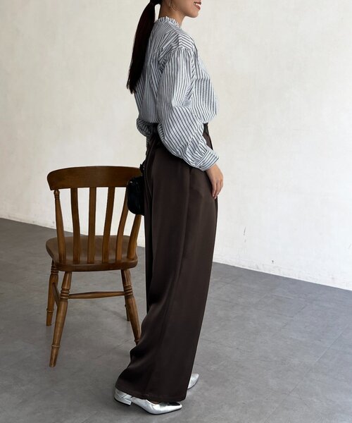 Chez toi（シェトワ）の「襟フリルシャツ（シャツ/ブラウス・レディース・ホワイト/サックスブルー・FREE）」の7枚目の写真