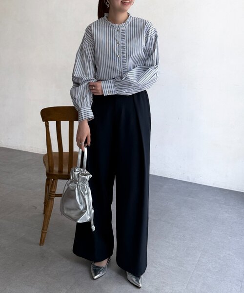 Chez toi（シェトワ）の「襟フリルシャツ（シャツ/ブラウス・レディース・ホワイト/サックスブルー・FREE）」の12枚目の写真