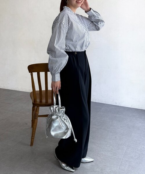 Chez toi（シェトワ）の「襟フリルシャツ（シャツ/ブラウス・レディース・ホワイト/サックスブルー・FREE）」の13枚目の写真