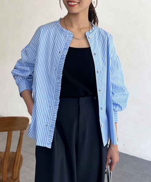 Chez toi（シェトワ）の「襟フリルシャツ（シャツ/ブラウス・レディース・ホワイト/サックスブルー・FREE）」の15枚目の写真