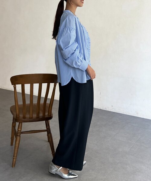 Chez toi（シェトワ）の「襟フリルシャツ（シャツ/ブラウス・レディース・ホワイト/サックスブルー・FREE）」の19枚目の写真