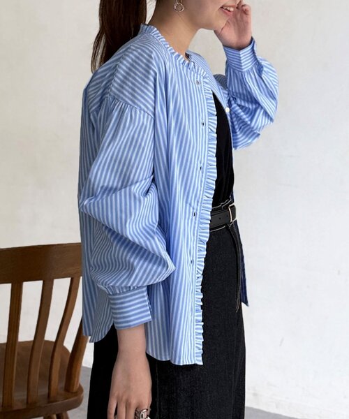 Chez toi（シェトワ）の「襟フリルシャツ（シャツ/ブラウス・レディース・ホワイト/サックスブルー・FREE）」の22枚目の写真