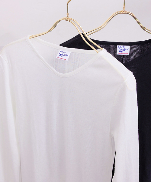 MILLER(ミラー)の「別注【MILLER/ミラー】 for JOURNAL STANDARD VネックリブL/S T(Tシャツ/カットソー・レディース・ブラック/ベージュ/ホワイト・FREE)」の9枚目の写真