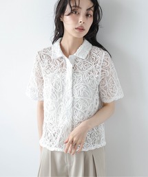 コード刺繍シアーレースシャツ