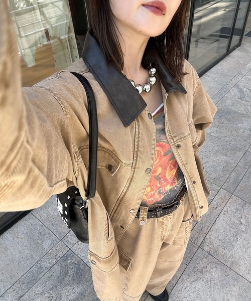 ANTI WARP /アンチワープ】襟レザーデニムハンティングジャケット