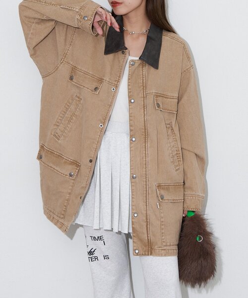 セール】【ANTI WARP /アンチワープ】襟レザーデニムハンティング