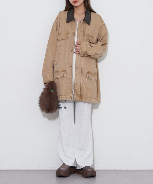 ANTI WARP /アンチワープ】襟レザーデニムハンティングジャケット