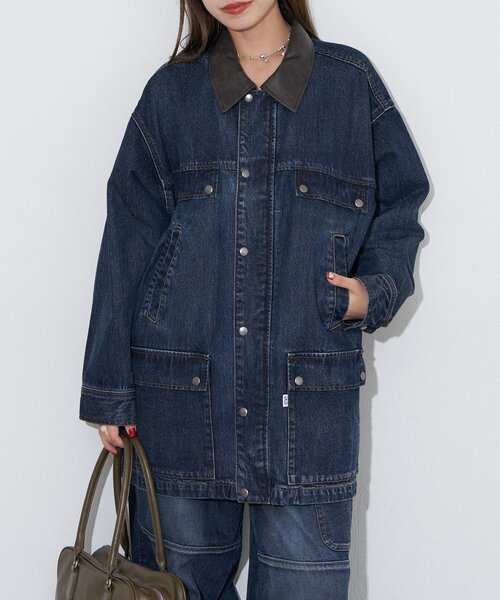 セール】【ANTI WARP /アンチワープ】襟レザーデニムハンティング