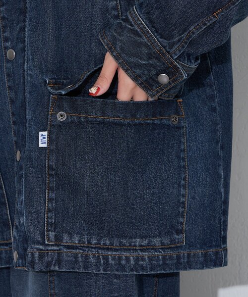 CIAOPANIC（チャオパニック）の「【ANTI WARP /アンチワープ】襟レザーデニムハンティングジャケット（ブルゾン・レディース・ベージュ/ピンク/ブルー・LARGE/MEDIUM）」の4枚目の写真