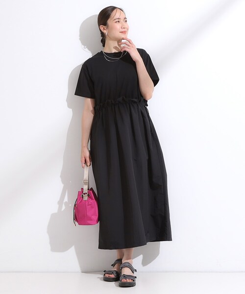 Cutie Blonde（キューティーブロンド）の「【S-LL】シルエットが変えられる ドッキングワンピース（ワンピース・レディース・ブラック/カーキ系3・04/03/02/01）」の3枚目の写真