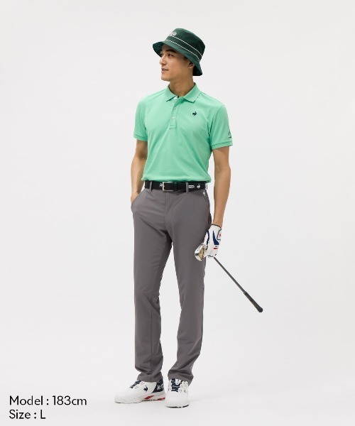 le coq sportif GOLF(ルコックスポルティフゴルフ)の「【le coq sportif GOLF】吸汗速乾/UVカットストレッチトライアングルジャガード半袖シャツ ゴルフウェア(ポロシャツ・メンズ・グリーン/ホワイト/ネイビー・L/XL/M/3L)」の11枚目の写真