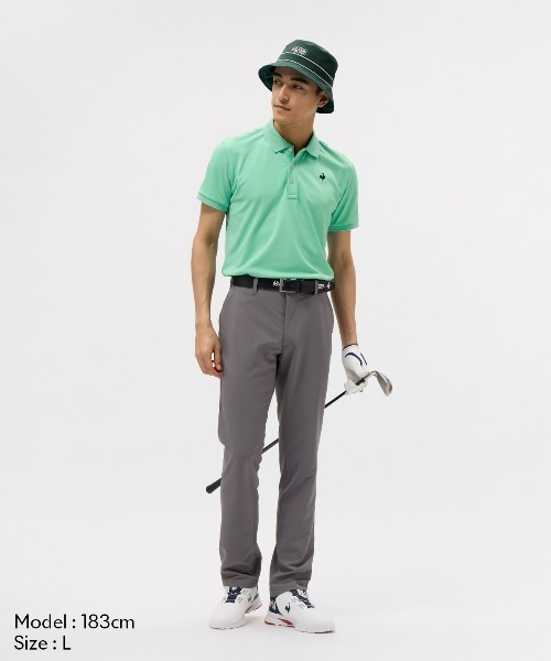 le coq sportif GOLF(ルコックスポルティフゴルフ)の「【le coq sportif GOLF】吸汗速乾/UVカットストレッチトライアングルジャガード半袖シャツ ゴルフウェア(ポロシャツ・メンズ・グリーン/ホワイト/ネイビー・L/XL/M/3L)」の12枚目の写真