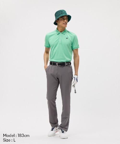 le coq sportif GOLF(ルコックスポルティフゴルフ)の「【le coq sportif GOLF】吸汗速乾/UVカットストレッチトライアングルジャガード半袖シャツ ゴルフウェア(ポロシャツ・メンズ・グリーン/ホワイト/ネイビー・L/XL/M/3L)」の14枚目の写真