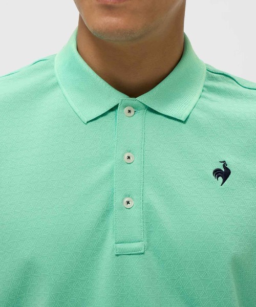 le coq sportif GOLF(ルコックスポルティフゴルフ)の「【le coq sportif GOLF】吸汗速乾/UVカットストレッチトライアングルジャガード半袖シャツ ゴルフウェア(ポロシャツ・メンズ・グリーン/ホワイト/ネイビー・L/XL/M/3L)」の16枚目の写真