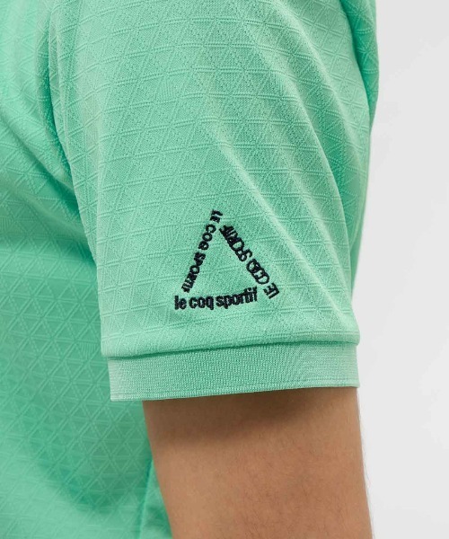 le coq sportif GOLF(ルコックスポルティフゴルフ)の「【le coq sportif GOLF】吸汗速乾/UVカットストレッチトライアングルジャガード半袖シャツ ゴルフウェア(ポロシャツ・メンズ・グリーン/ホワイト/ネイビー・L/XL/M/3L)」の17枚目の写真
