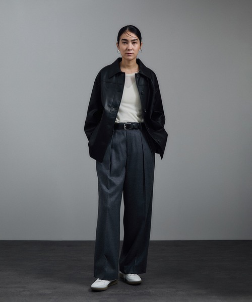 SUSURIフォレロシャツジャケット WEB限定】レザーライクオーバーシャツジャケット（ブルゾン