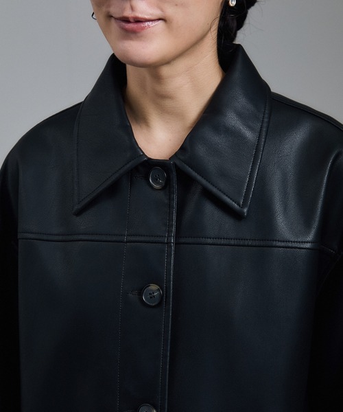LOEWE(ロエベ)　極上 ラム レザー　プルオーバー　シャツ　ジャケット LOEWE】ロエベ ロゴ刻印 ラムレザージャケット ブラック
