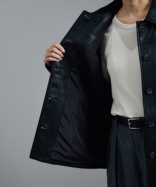 WEB限定】レザーライクオーバーシャツジャケット（ブルゾン）｜SALON