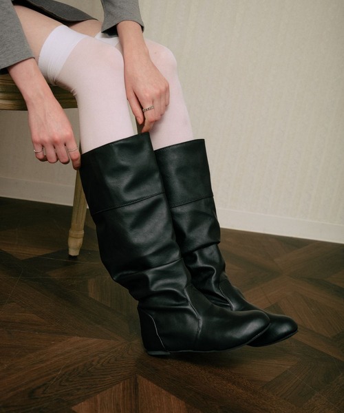 3.3 Field Trip （3.3フィールドトリップ）の「3.3 Field Trip／レザースラウチブーツ（ブーツ・レディース・ブラック/ベージュ・LARGE/MEDIUM）」の2枚目の写真