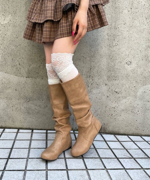 3.3 Field Trip （3.3フィールドトリップ）の「3.3 Field Trip／レザースラウチブーツ（ブーツ・レディース・ブラック/ベージュ・LARGE/MEDIUM）」の6枚目の写真