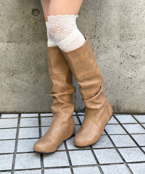 3.3 Field Trip （3.3フィールドトリップ）の「3.3 Field Trip／レザースラウチブーツ（ブーツ・レディース・ブラック/ベージュ・LARGE/MEDIUM）」の7枚目の写真