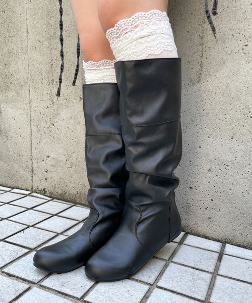 3.3 Field Trip （3.3フィールドトリップ）の「3.3 Field Trip／レザースラウチブーツ（ブーツ・レディース・ブラック/ベージュ・LARGE/MEDIUM）」の17枚目の写真