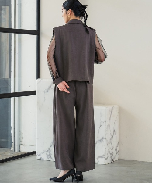 セール】テーラードジレ シアーブラウス オールインワン パンツドレス