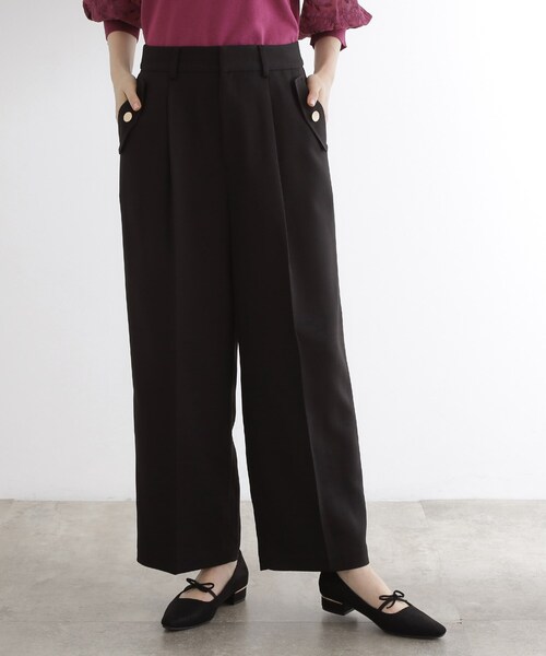 grove(グローブ)の「【洗える】着回し優秀!フラップポケットワイドパンツ(その他パンツ・レディース・ブラウン系/ブラック/チャコールグレー/グレー・03/02/01/05/04)」の2枚目の写真