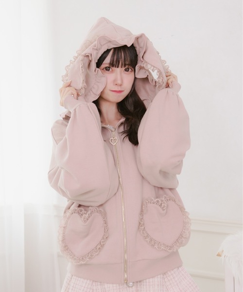 ELEV ピンク ジップパーカー fe5a7b66c0849278fb1f4618f47aa3