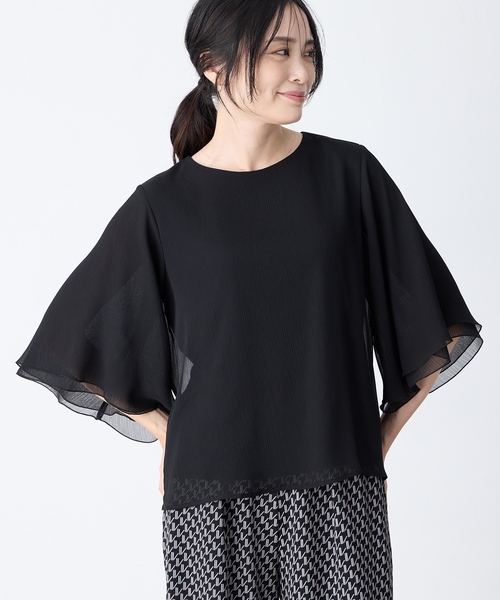 A/C DESIGN BY ALPHA CUBIC（エーシーデザインバイアルファキュービック）の「シアーケープスリーブプルオーバー（Tシャツ/カットソー・レディース・オフホワイト/ブルー/ブラック・M/L）」の13枚目の写真