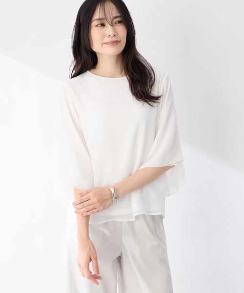 A/C DESIGN BY ALPHA CUBIC（エーシーデザインバイアルファキュービック）の「シアーケープスリーブプルオーバー（Tシャツ/カットソー・レディース・オフホワイト/ブルー/ブラック・M/L）」の14枚目の写真