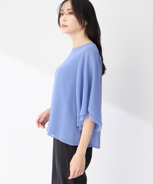 A/C DESIGN BY ALPHA CUBIC（エーシーデザインバイアルファキュービック）の「シアーケープスリーブプルオーバー（Tシャツ/カットソー・レディース・オフホワイト/ブルー/ブラック・M/L）」の15枚目の写真