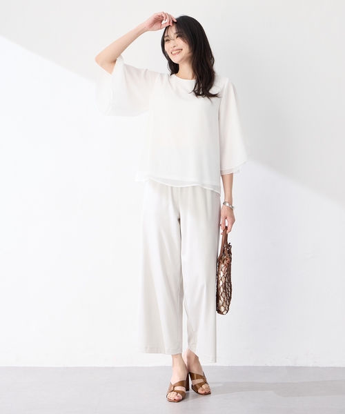 A/C DESIGN BY ALPHA CUBIC（エーシーデザインバイアルファキュービック）の「シアーケープスリーブプルオーバー（Tシャツ/カットソー・レディース・オフホワイト/ブルー/ブラック・M/L）」の19枚目の写真