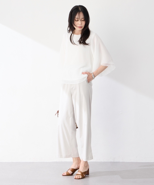 A/C DESIGN BY ALPHA CUBIC（エーシーデザインバイアルファキュービック）の「シアーケープスリーブプルオーバー（Tシャツ/カットソー・レディース・オフホワイト/ブルー/ブラック・M/L）」の20枚目の写真