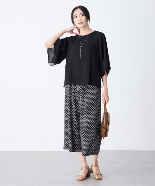 A/C DESIGN BY ALPHA CUBIC（エーシーデザインバイアルファキュービック）の「シアーケープスリーブプルオーバー（Tシャツ/カットソー・レディース・オフホワイト/ブルー/ブラック・M/L）」の22枚目の写真