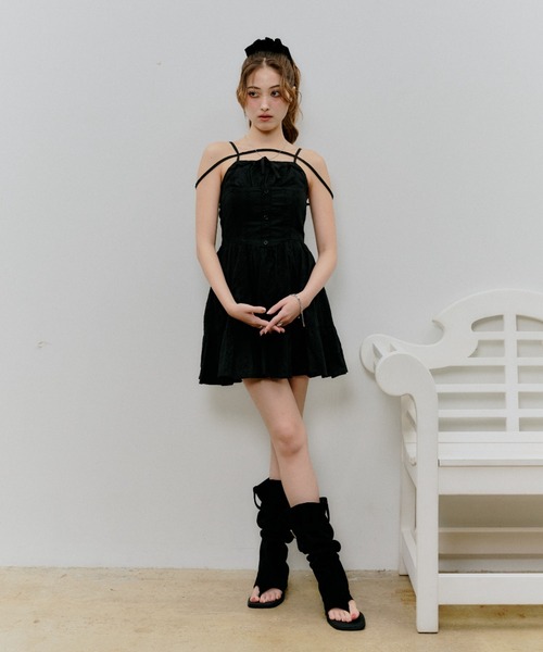 BLONDEY（ブロンディ）の「コットンレースリボンミニワンピース（ワンピース・レディース・ホワイト/ブラック・FREE）」の2枚目の写真