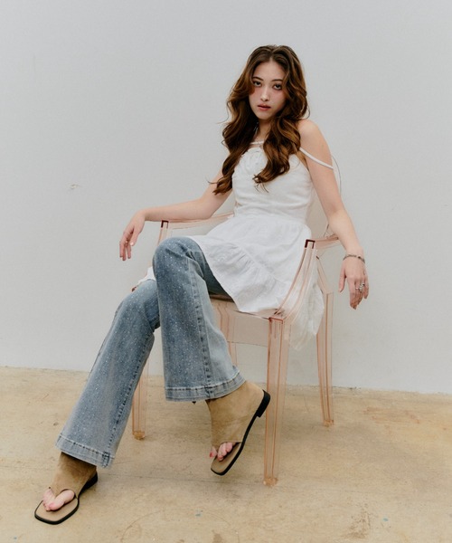 BLONDEY（ブロンディ）の「コットンレースリボンミニワンピース（ワンピース・レディース・ホワイト/ブラック・FREE）」の9枚目の写真