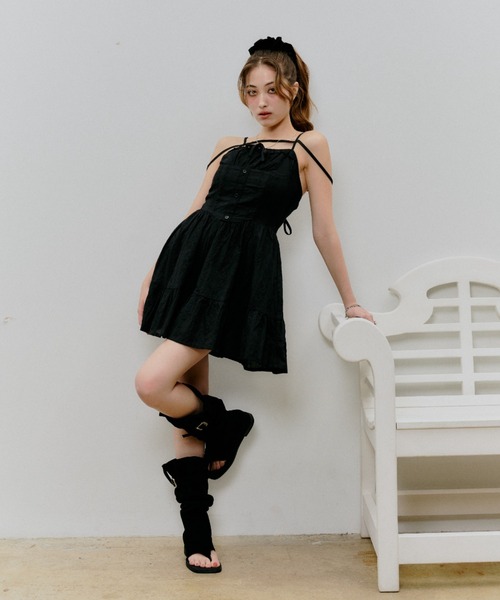 BLONDEY（ブロンディ）の「コットンレースリボンミニワンピース（ワンピース・レディース・ホワイト/ブラック・FREE）」の7枚目の写真