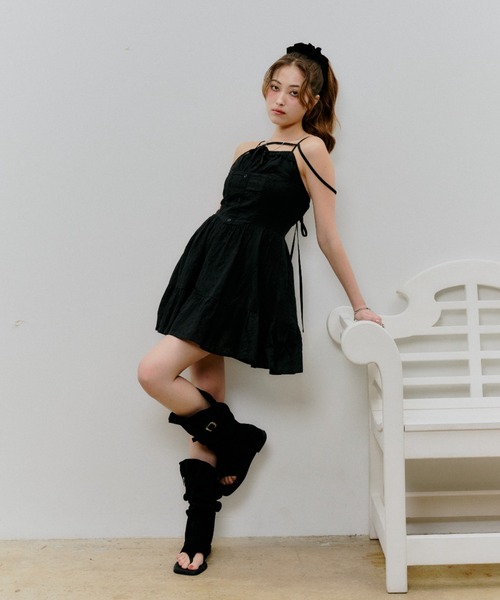 BLONDEY（ブロンディ）の「コットンレースリボンミニワンピース（ワンピース・レディース・ホワイト/ブラック・FREE）」の14枚目の写真