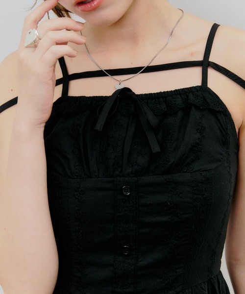 BLONDEY（ブロンディ）の「コットンレースリボンミニワンピース（ワンピース・レディース・ホワイト/ブラック・FREE）」の21枚目の写真